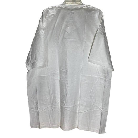 Cotton Club Extra Long White Tees Mens 4XL V Neck 100% Cotton T-Shirts New X 2 - Picture 2 of 5